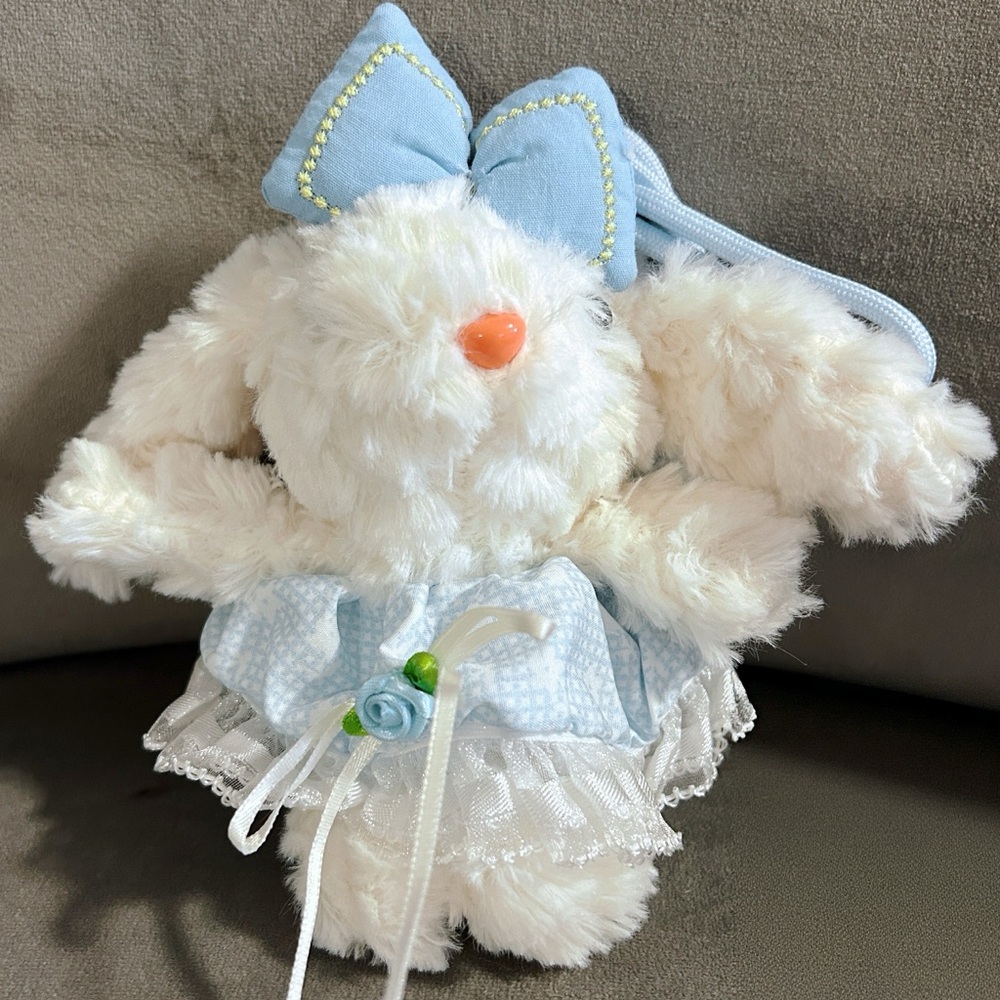 Handmade plush bunny keychain